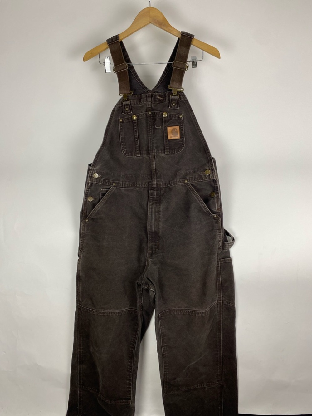 Vintage Carhartt Bib Overalls Men’s 34 X 30 Brown R06 DKB Double Knee Faded